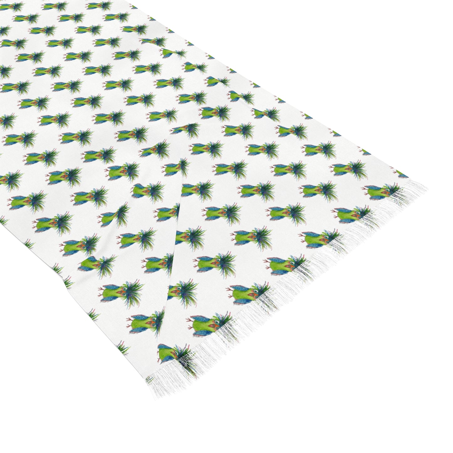 Lightweight scarf with green parrot
