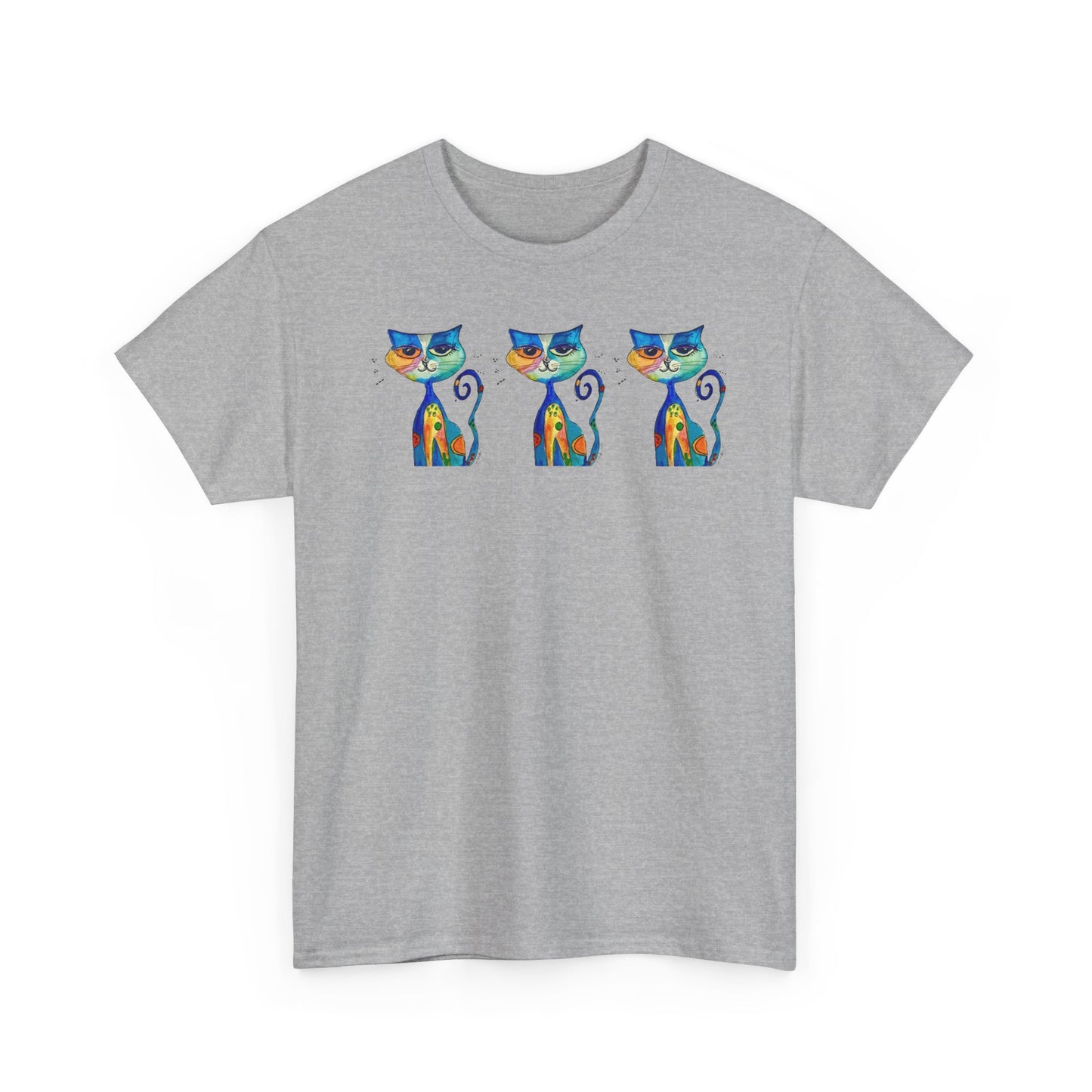 Whimsy Cat T‑Shirt — Colorful Artistic Cats Graphic Tee