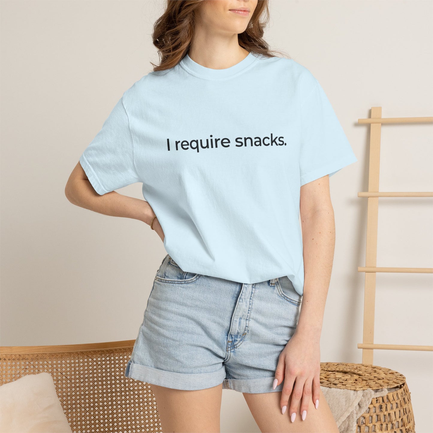 I Require Snacks T‑Shirt — Funny Minimalist Snack Lover Tee