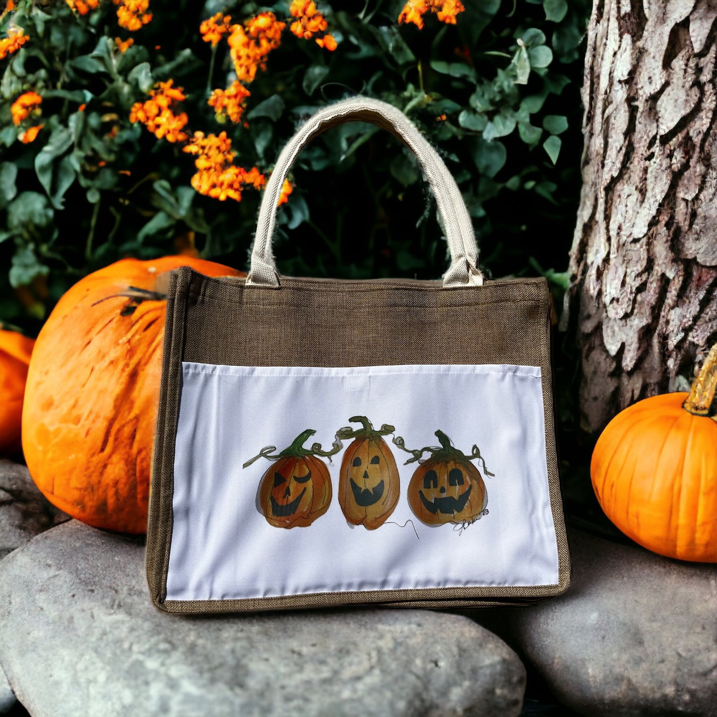 Pumpkins Jack o’lanterns Tote Bag watercolor art