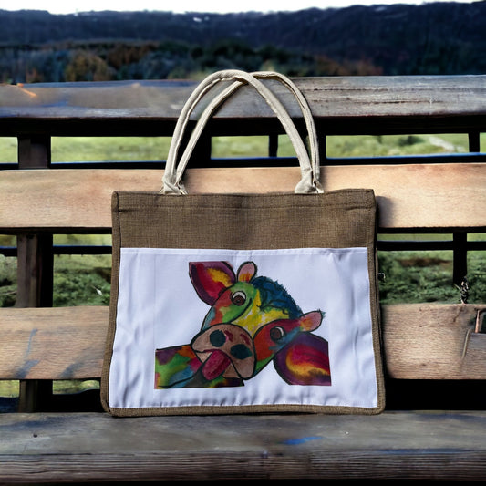 Sassy cow Tote Bag watercolor art