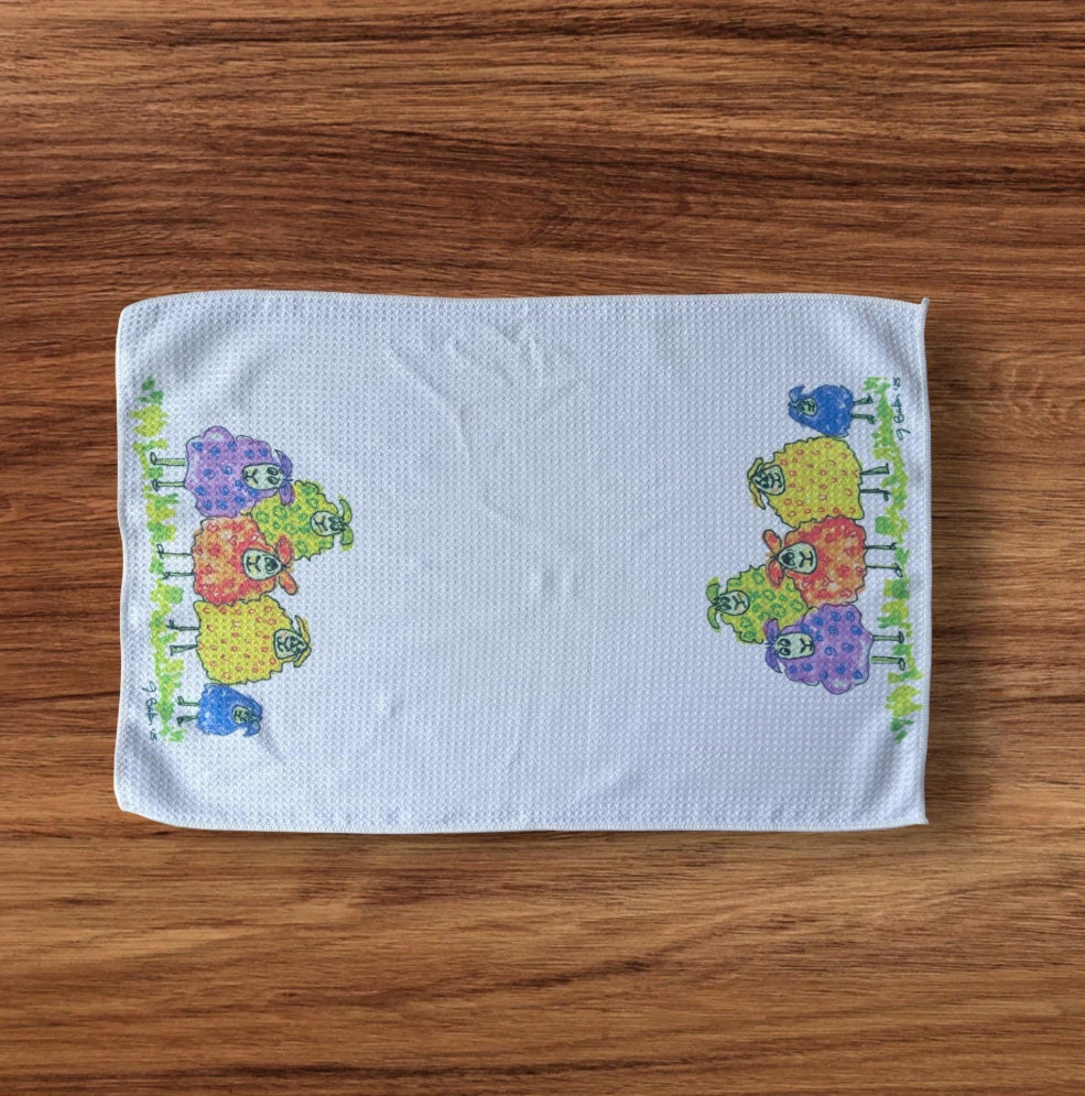 Colorful Sheep Decorative dish towel