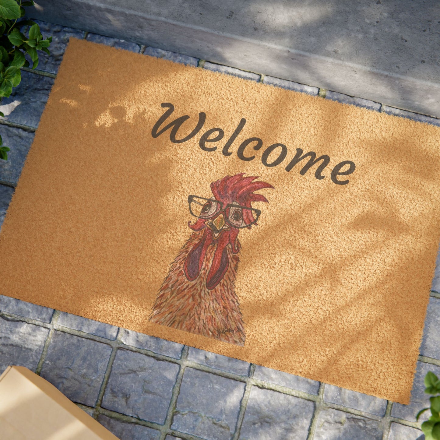 Rooster Welcome Doormat — Farmhouse Coir Entry Mat