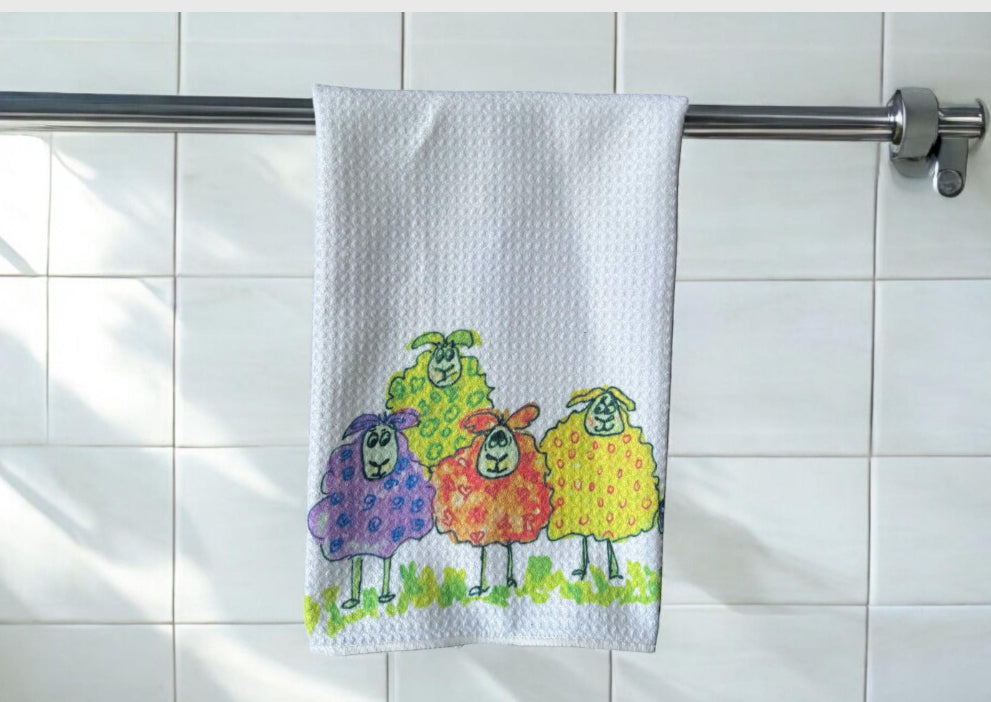 Colorful Sheep Decorative dish towel
