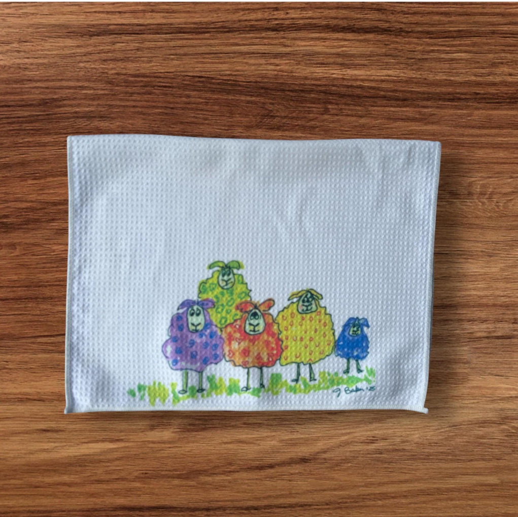 Colorful Sheep Decorative dish towel