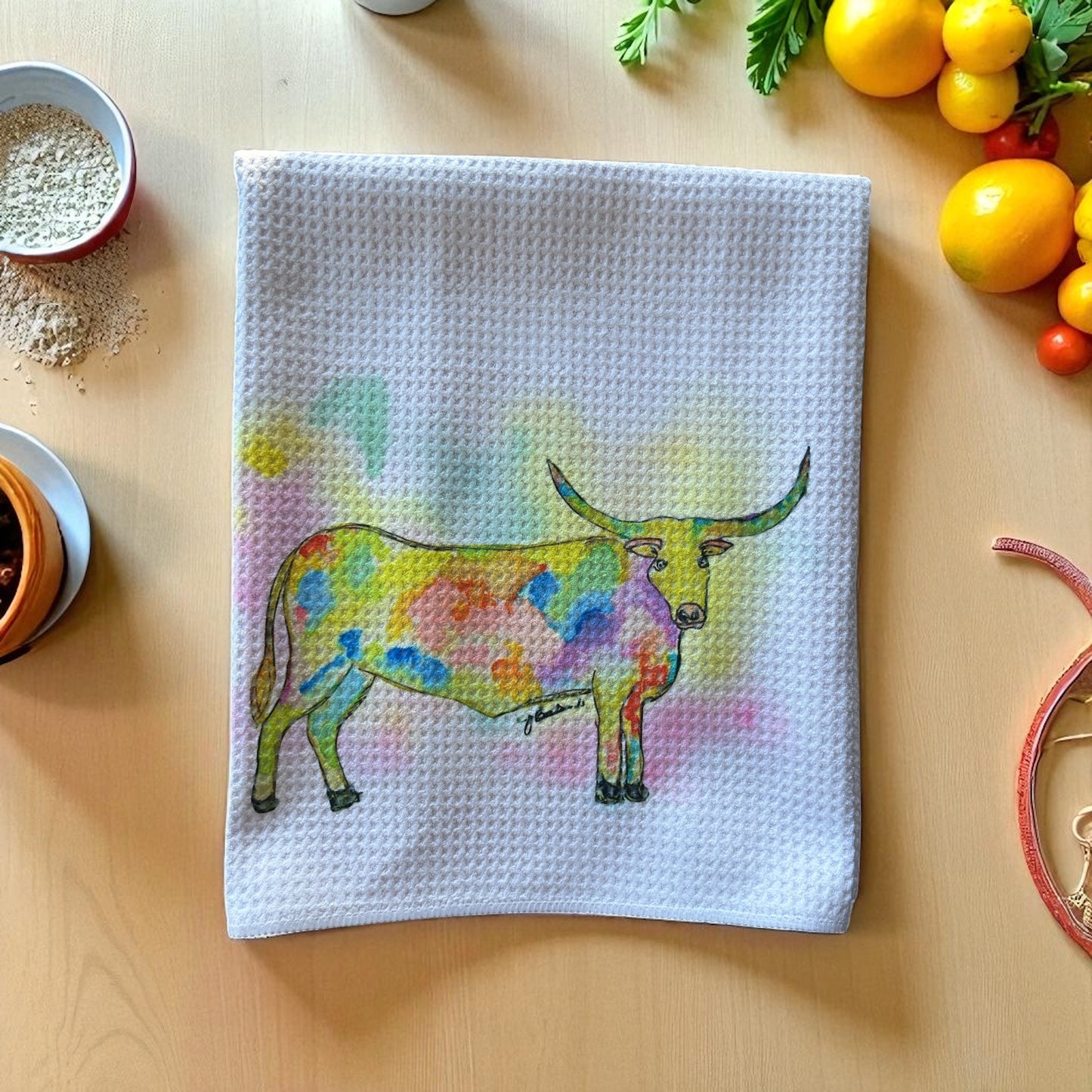 Colorful Longhorn decorative towel