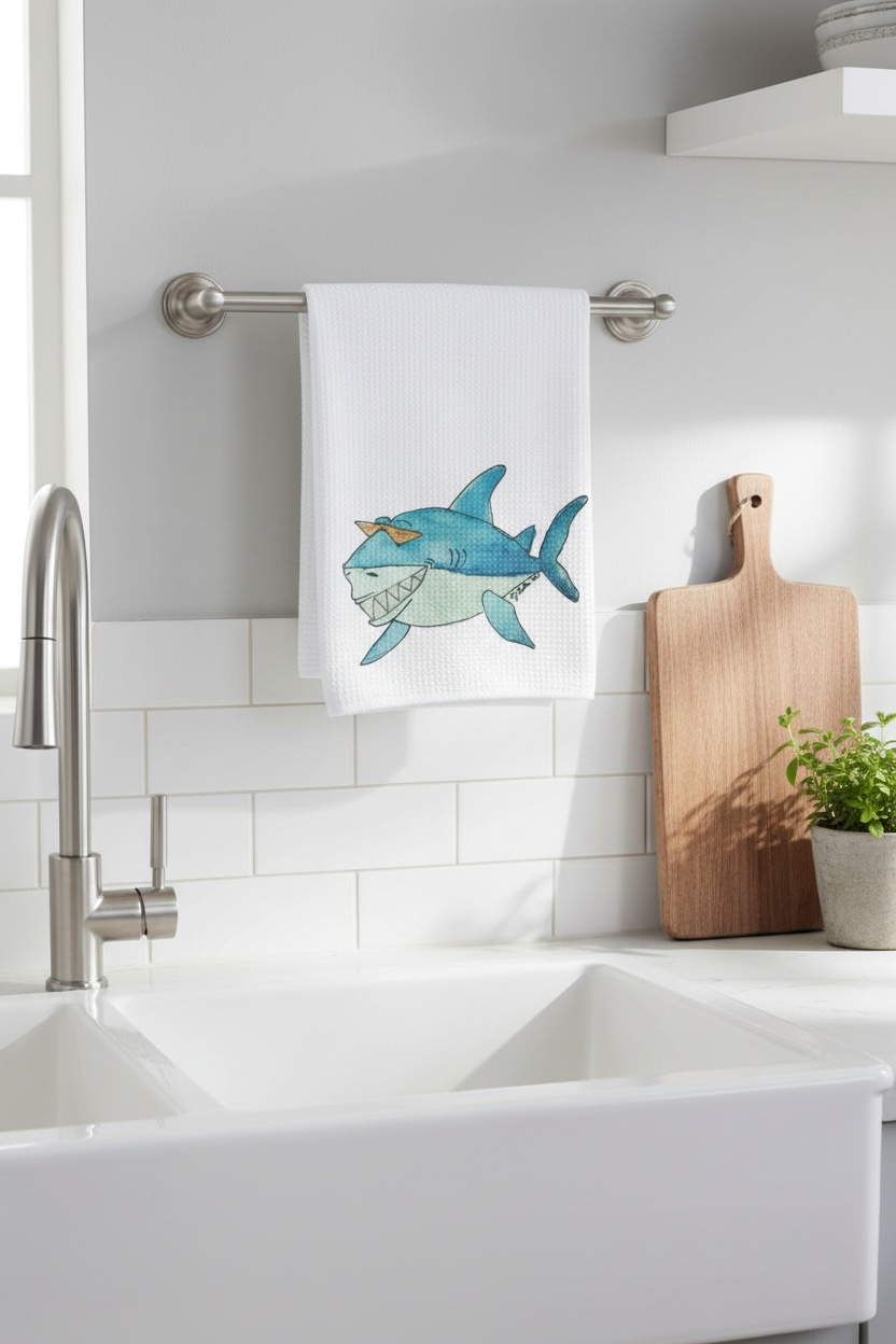 Cool shark decorative towel