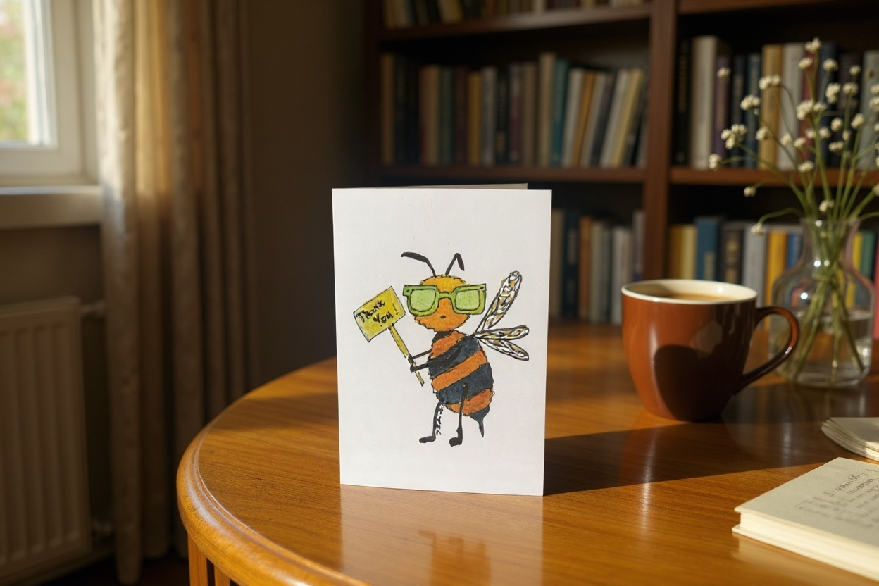 Thank you card with bee box of five