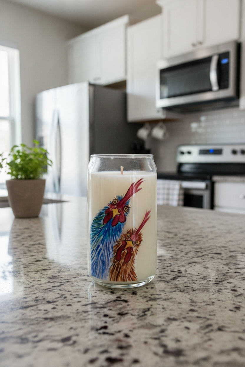 Candle with chickens