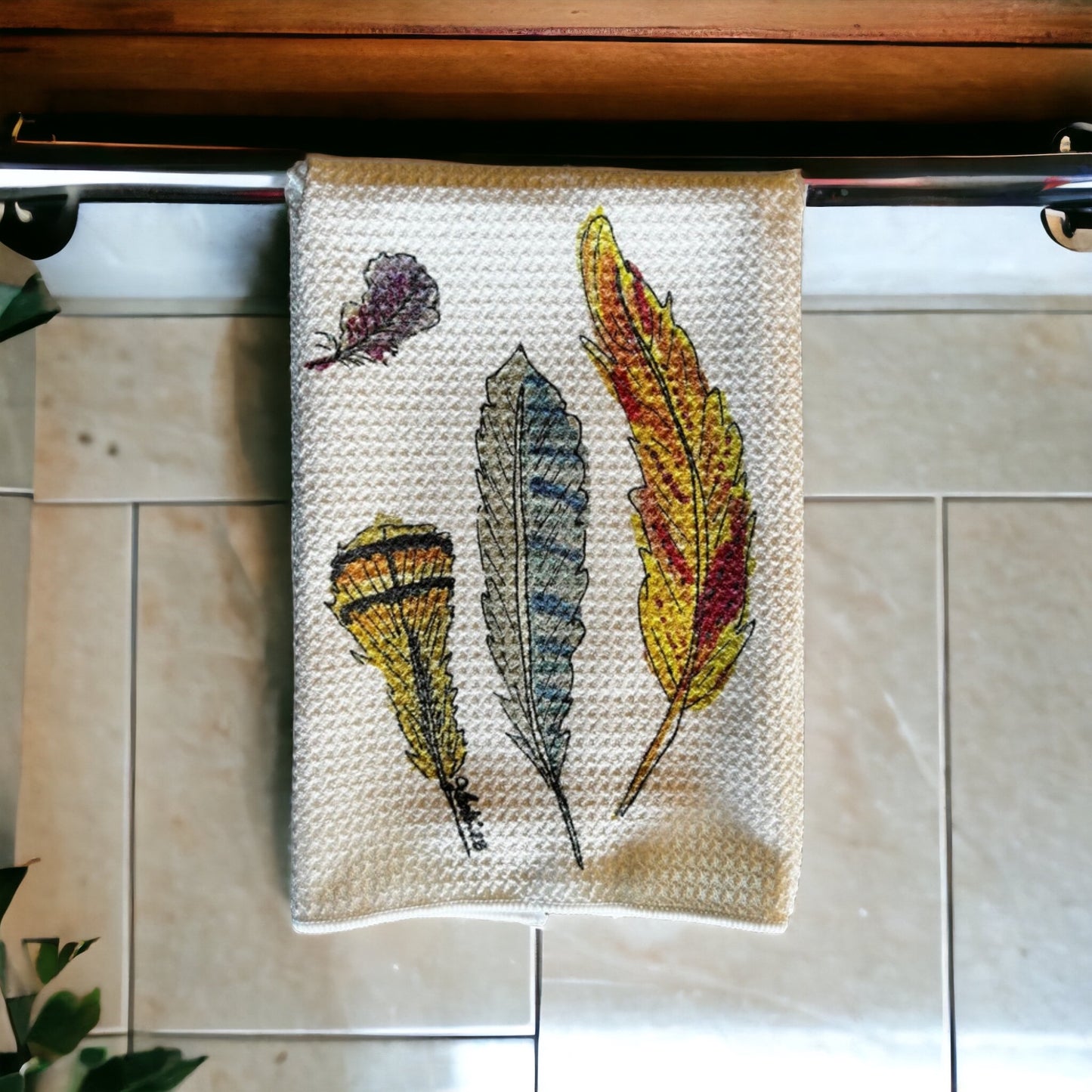 Feathers kitchen dish towel