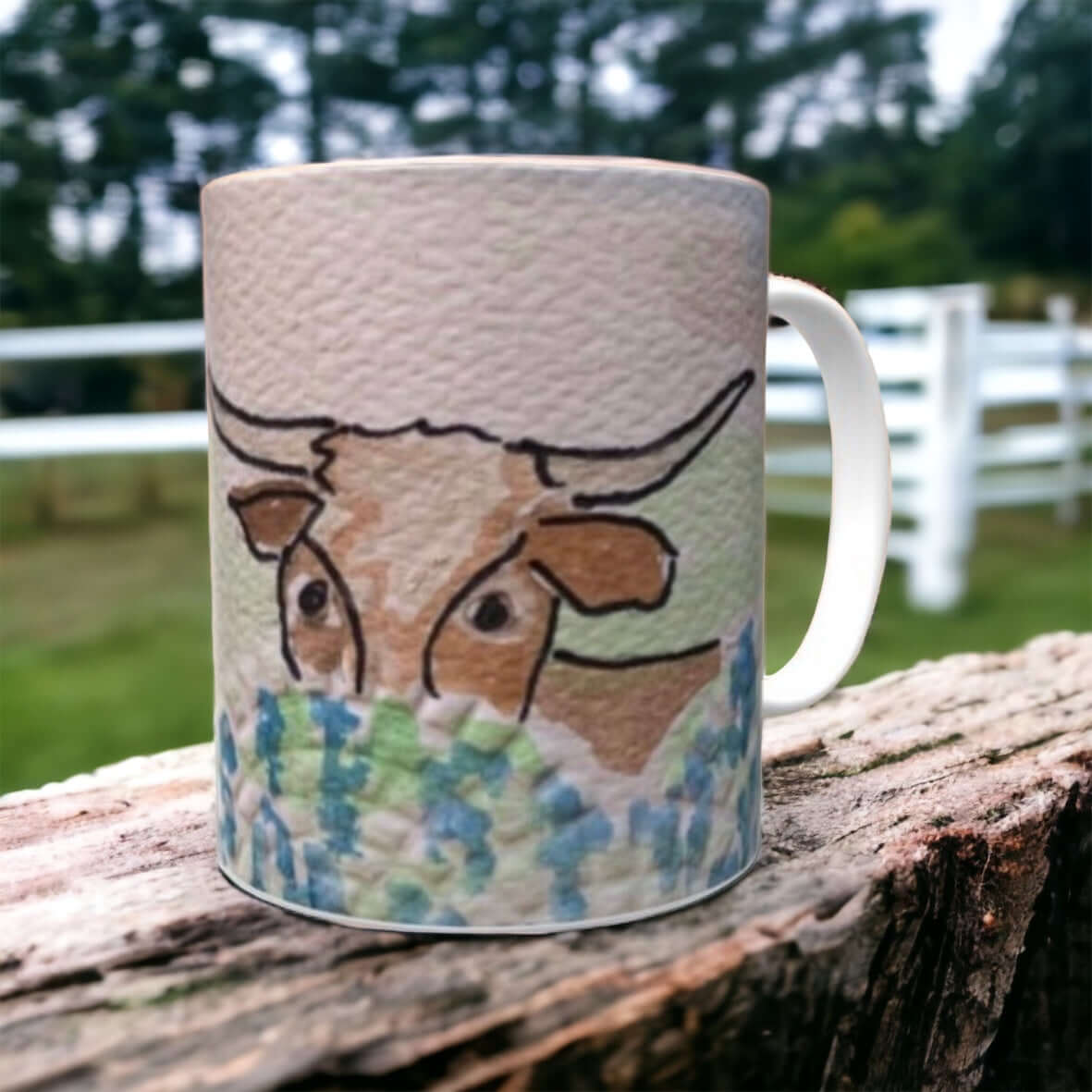 Cow in the bluebonnets mug