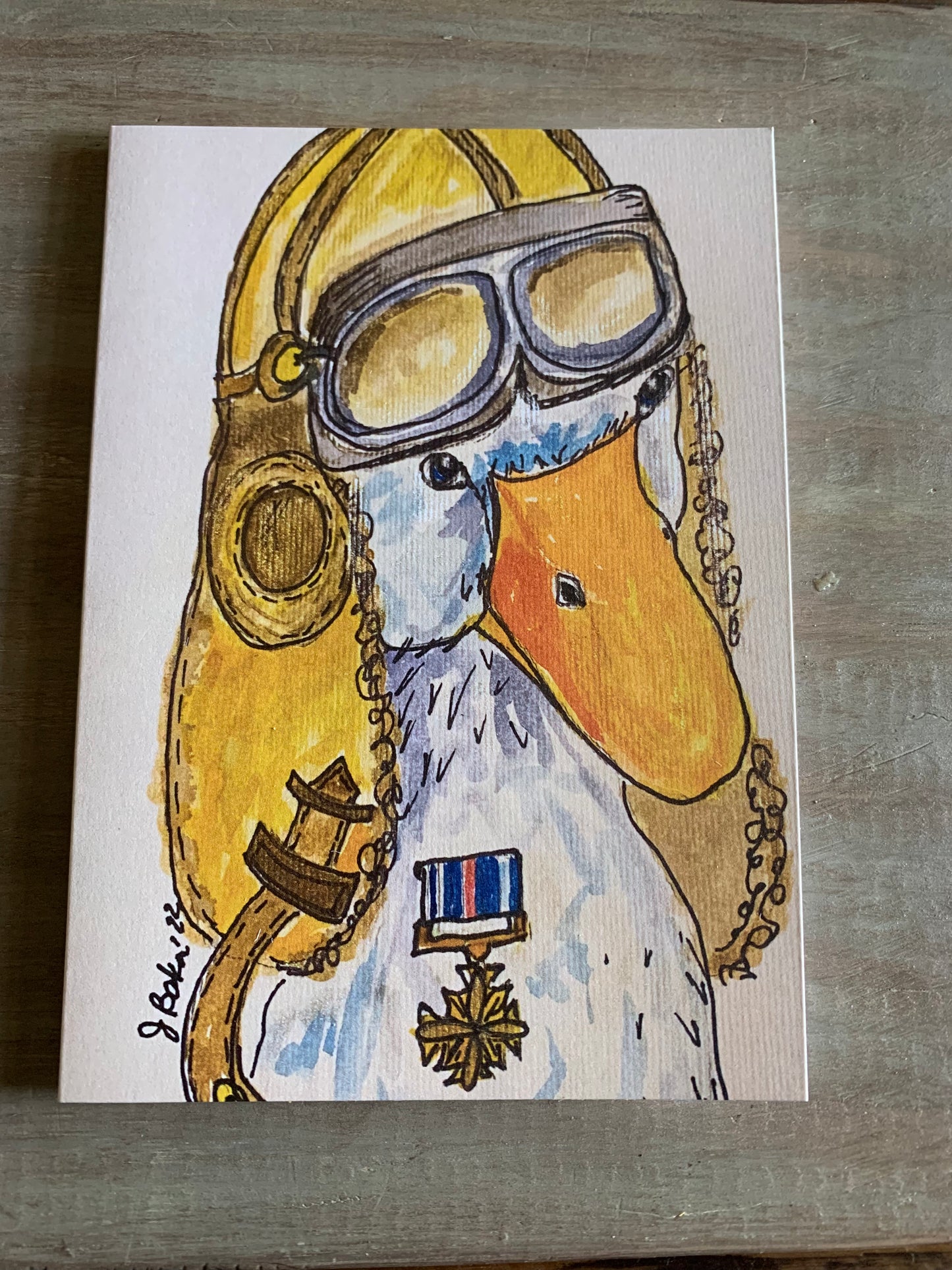 Ace McDuck blank notecard watercolor art