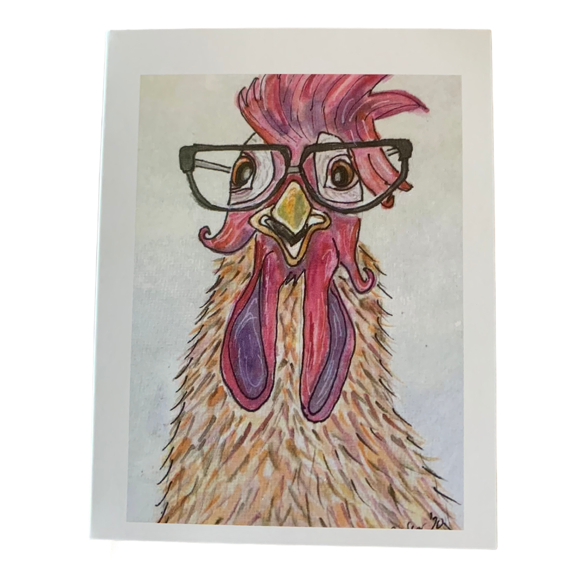 Funky chicken with glasses on a mug