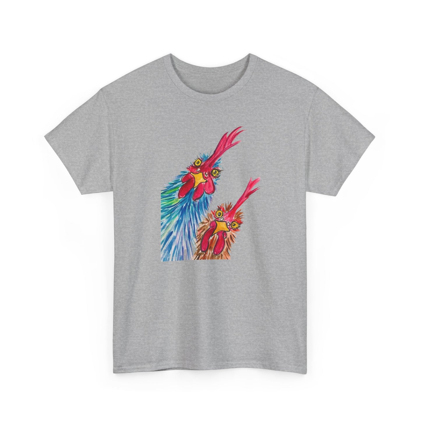 Colorful Chickens Tee — Vibrant Tropical Chicken Graphic T-Shirt