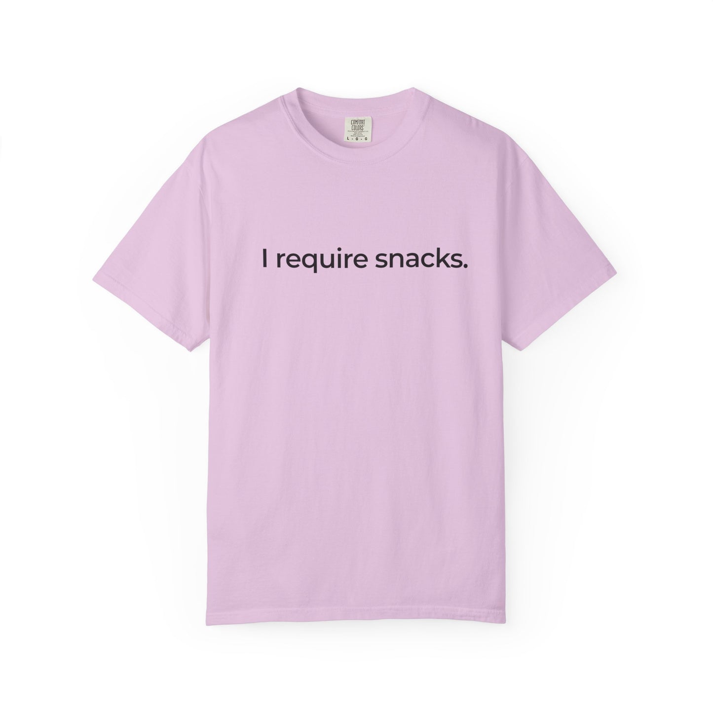 I Require Snacks T‑Shirt — Funny Minimalist Snack Lover Tee