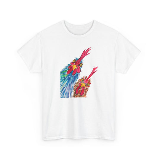 Colorful Chickens Tee — Vibrant Tropical Chicken Graphic T-Shirt