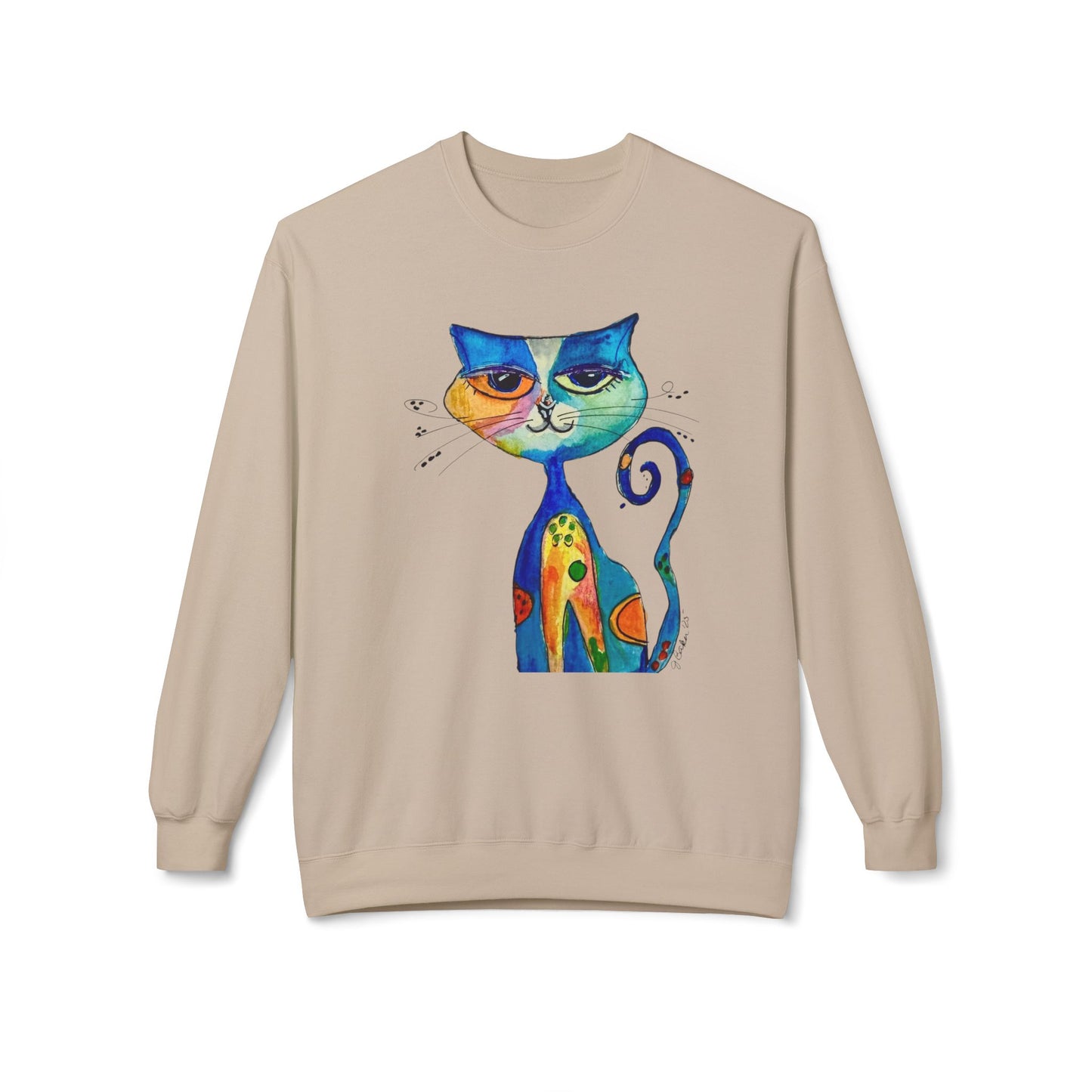 Colorful Whimsical Cat Sweatshirt