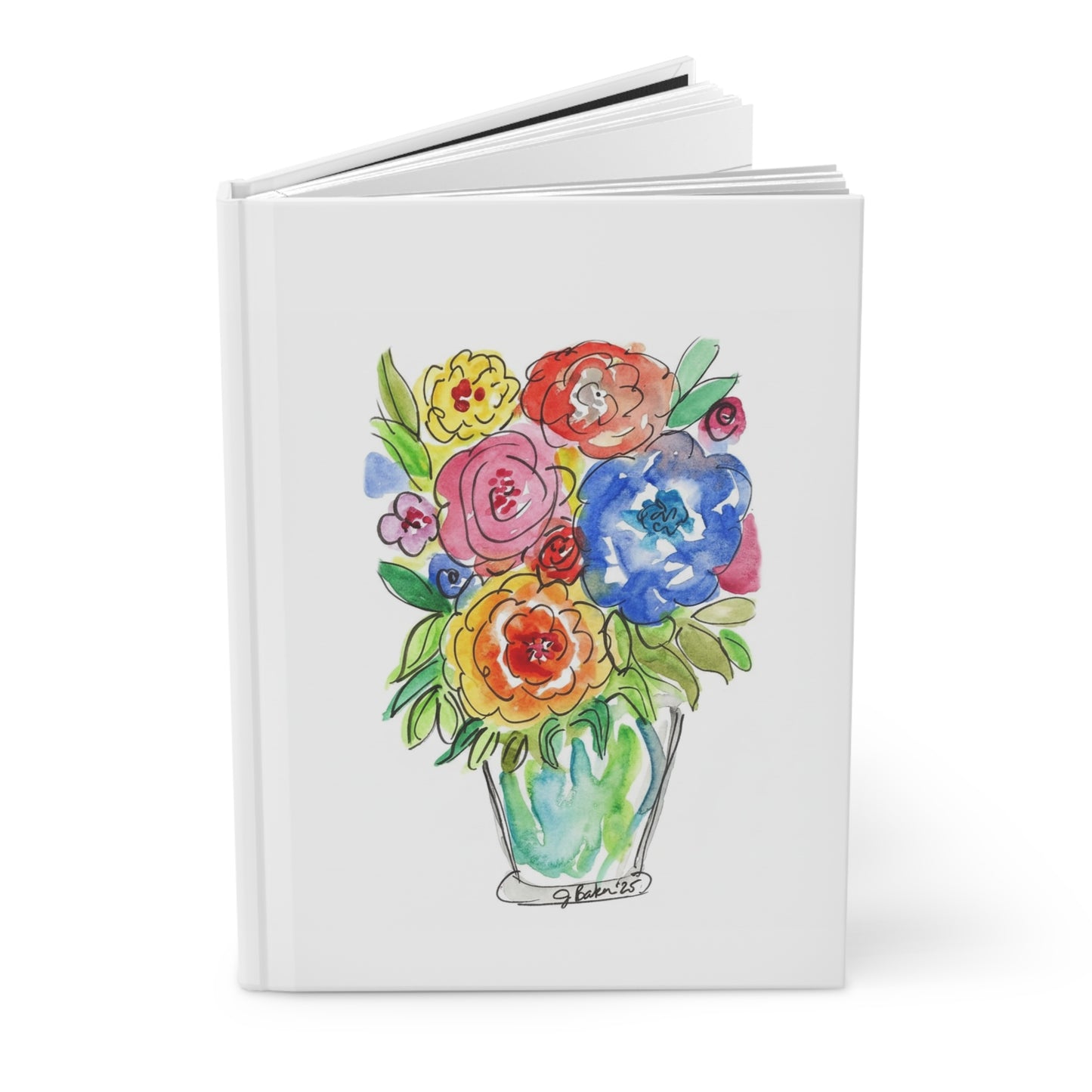 Floral Watercolor Bouquet Hardcover Journal — Artistic Blank Notebook for Notes & Sketches