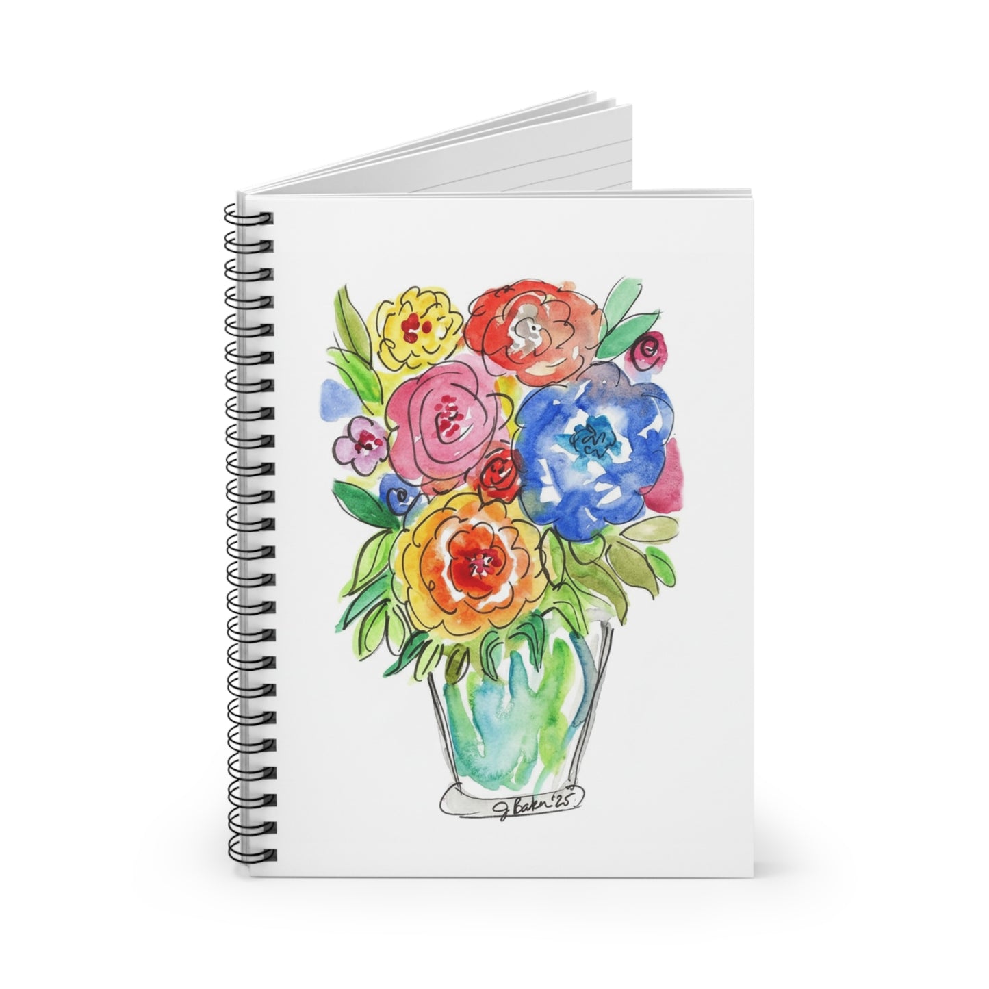 Floral Watercolor Bouquet Spiral Notebook - Ruled Journal for Notes & Gifts