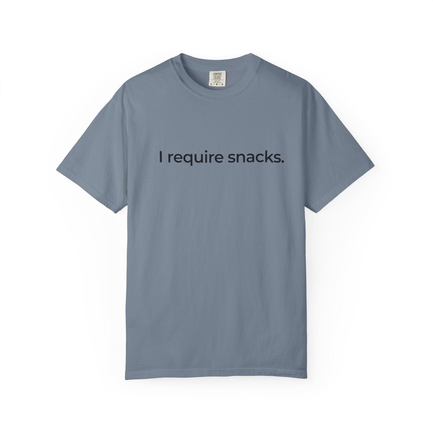 I Require Snacks T‑Shirt — Funny Minimalist Snack Lover Tee