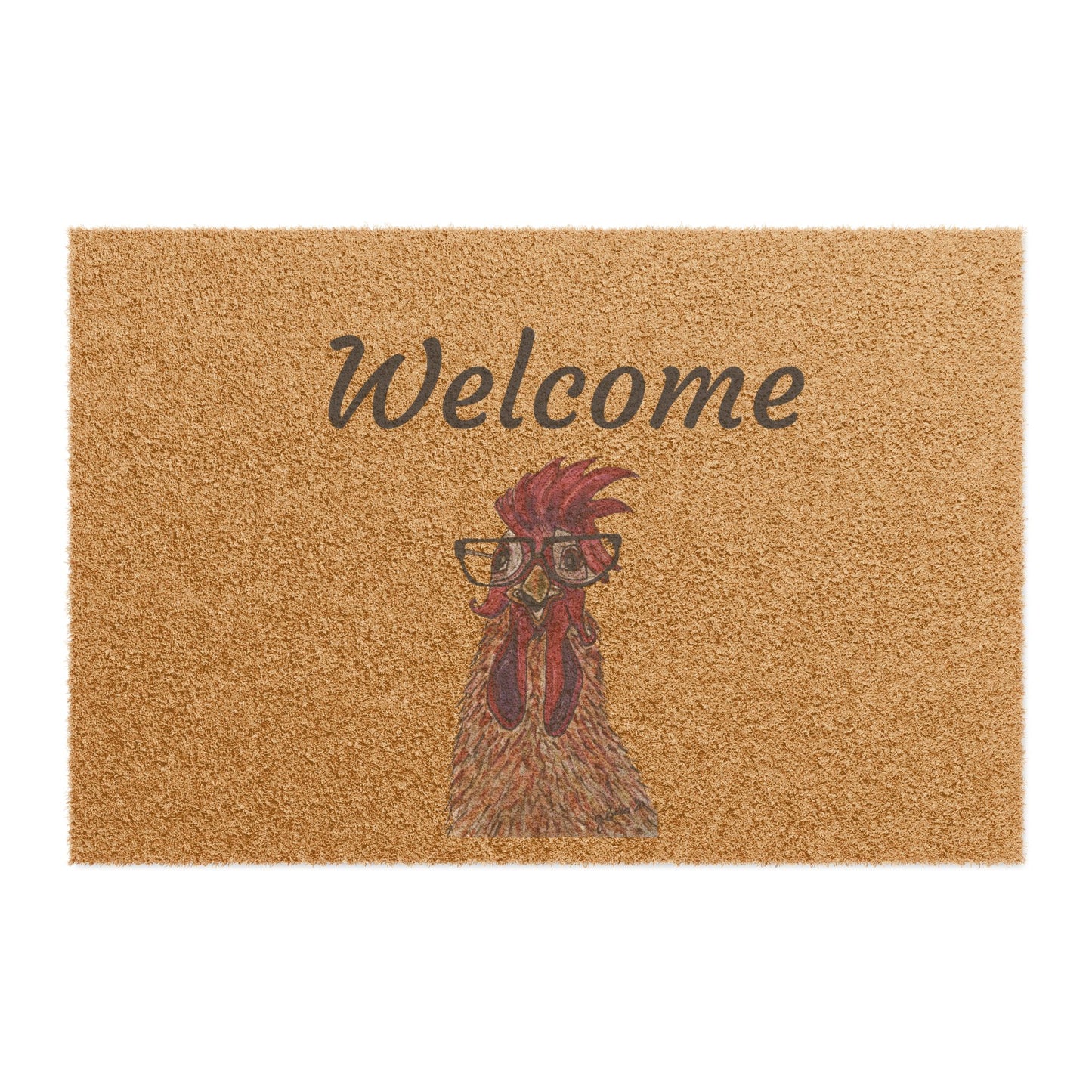 Rooster Welcome Doormat — Farmhouse Coir Entry Mat