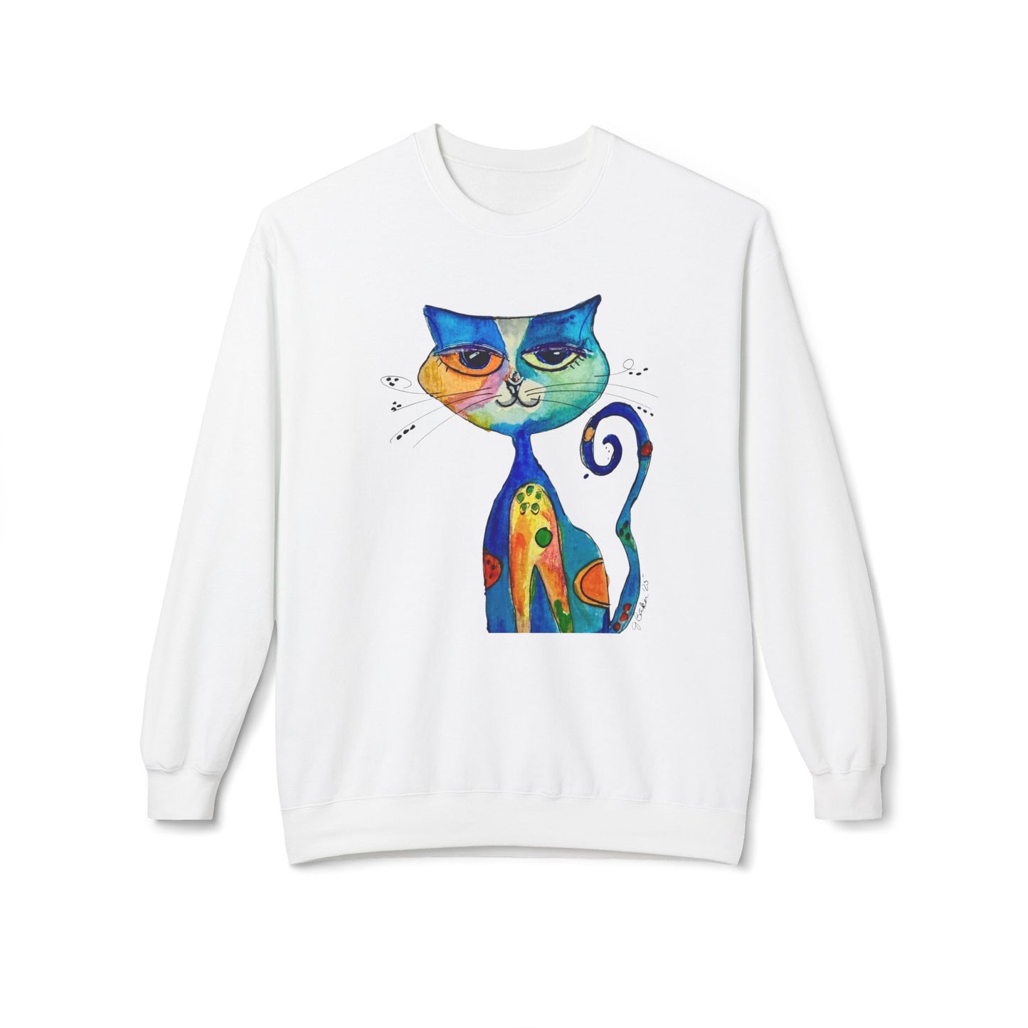 Colorful Whimsical Cat Sweatshirt