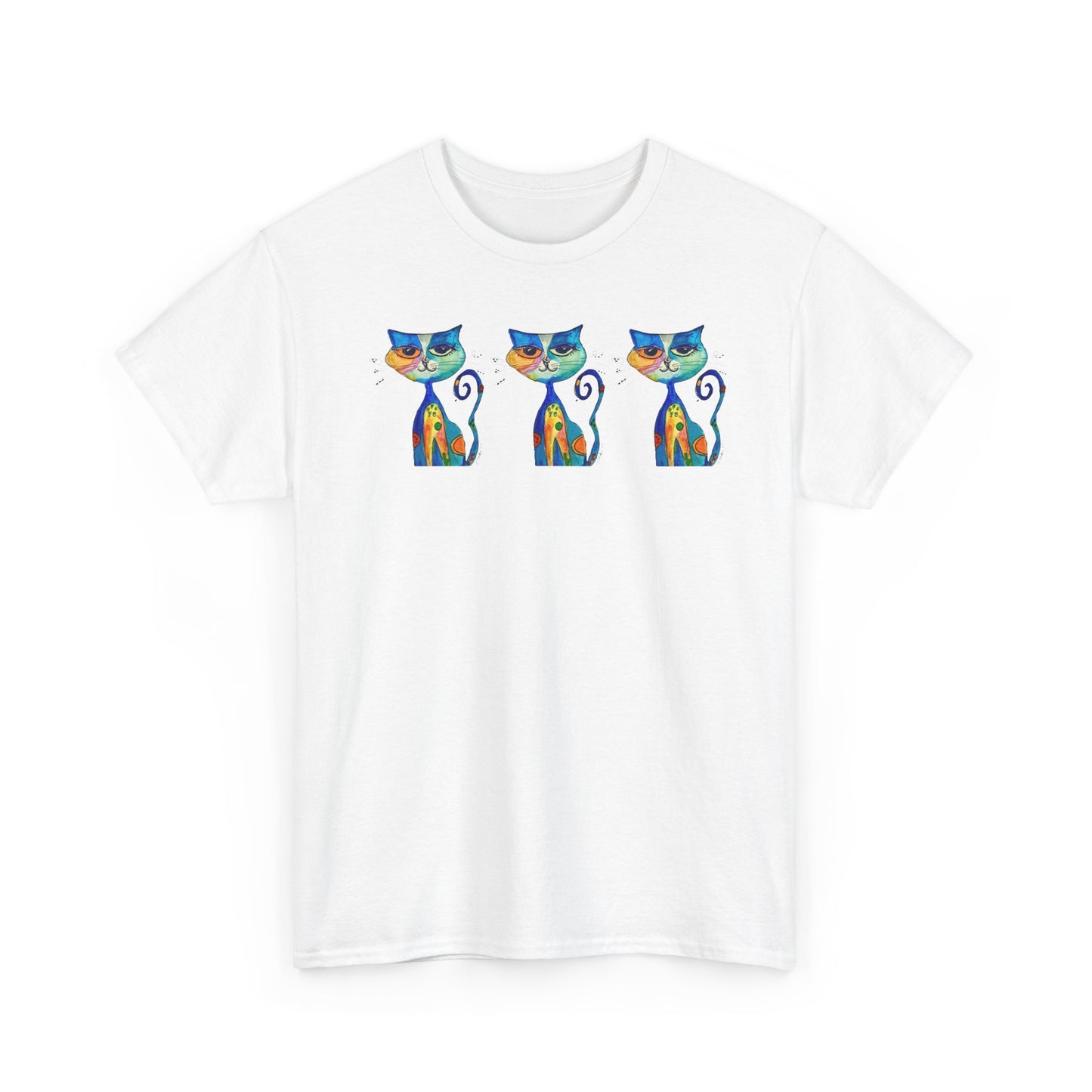 Whimsy Cat T‑Shirt — Colorful Artistic Cats Graphic Tee