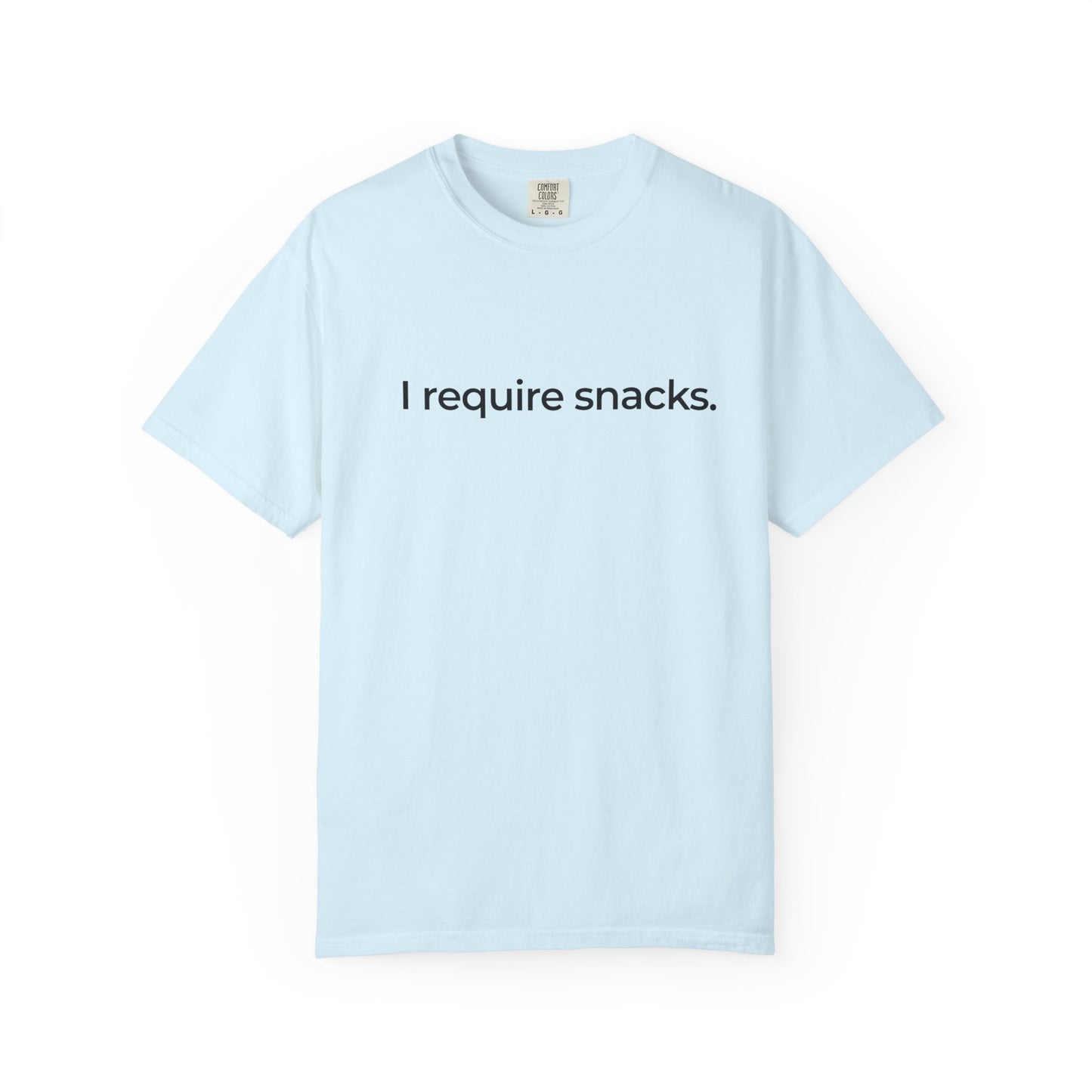 I Require Snacks T‑Shirt — Funny Minimalist Snack Lover Tee