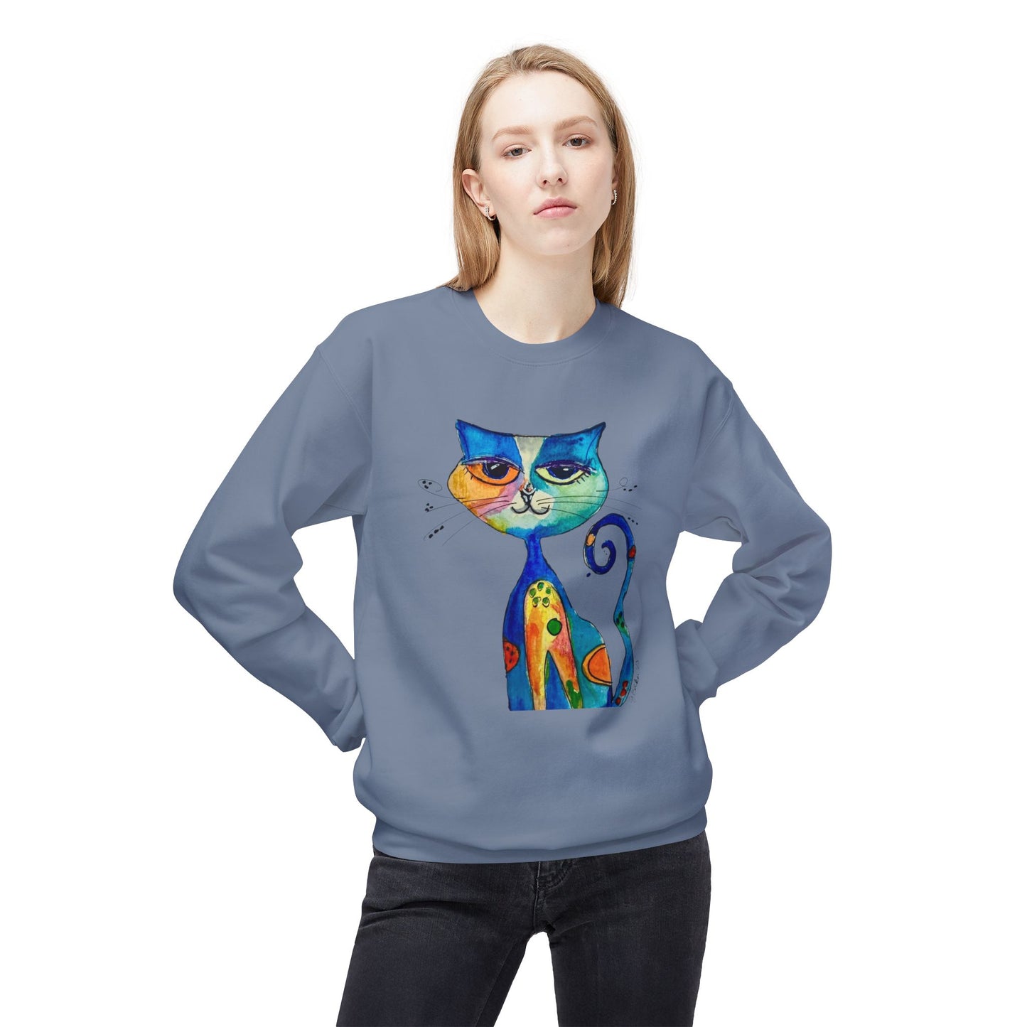 Colorful Whimsical Cat Sweatshirt