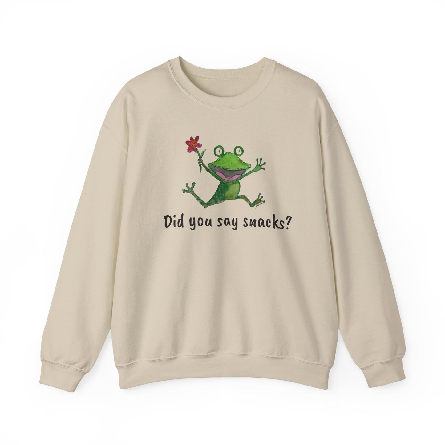 Cute Frog "Did You Say Snacks?" Crewneck Sweatshirt