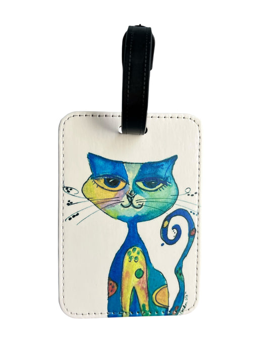 Whimsical Cat Luggage Tag