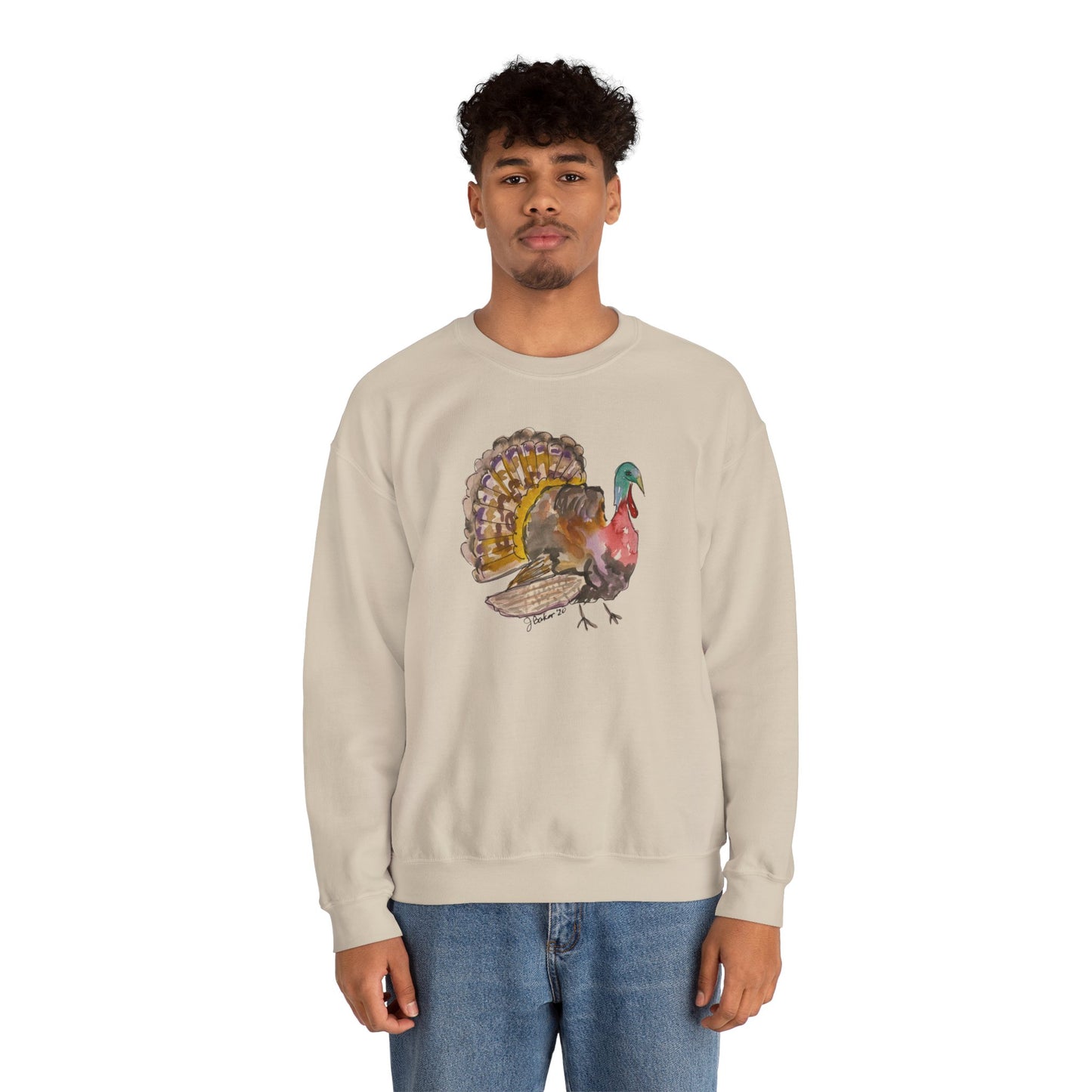 Watercolor Wild Turkey Crewneck Sweatshirt — Thanksgiving Nature Tee