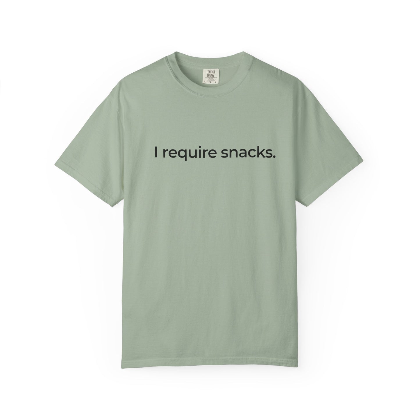 I Require Snacks T‑Shirt — Funny Minimalist Snack Lover Tee