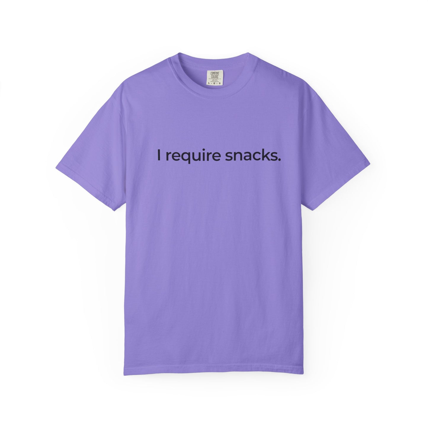 I Require Snacks T‑Shirt — Funny Minimalist Snack Lover Tee
