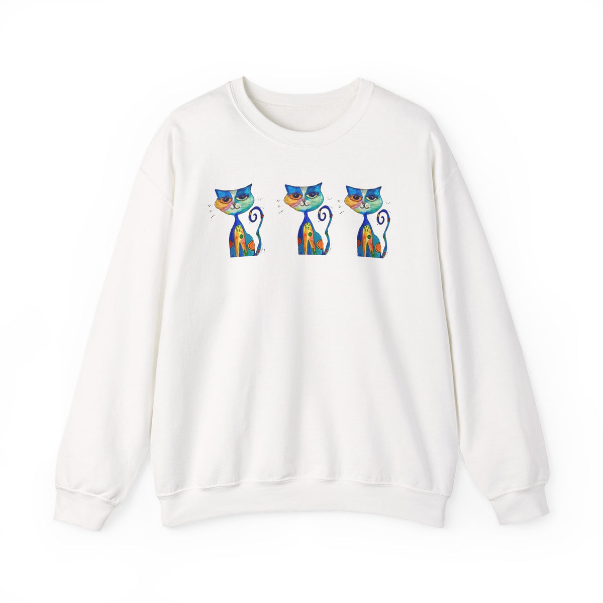 Colorful Cat Trio Crewneck Sweatshirt