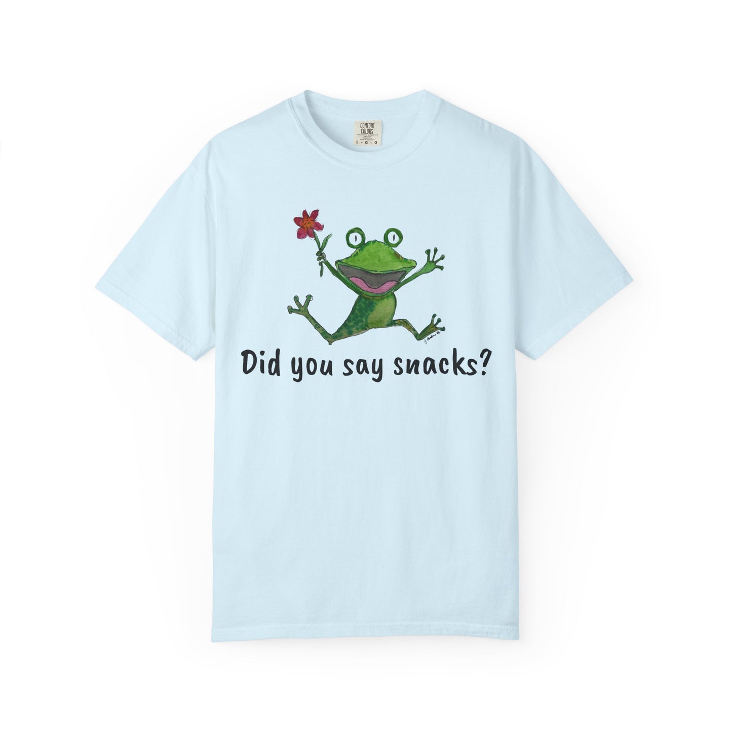 Did You Say Snacks? Frog T-Shirt — Playful Vintage Garment-Dyed Tee