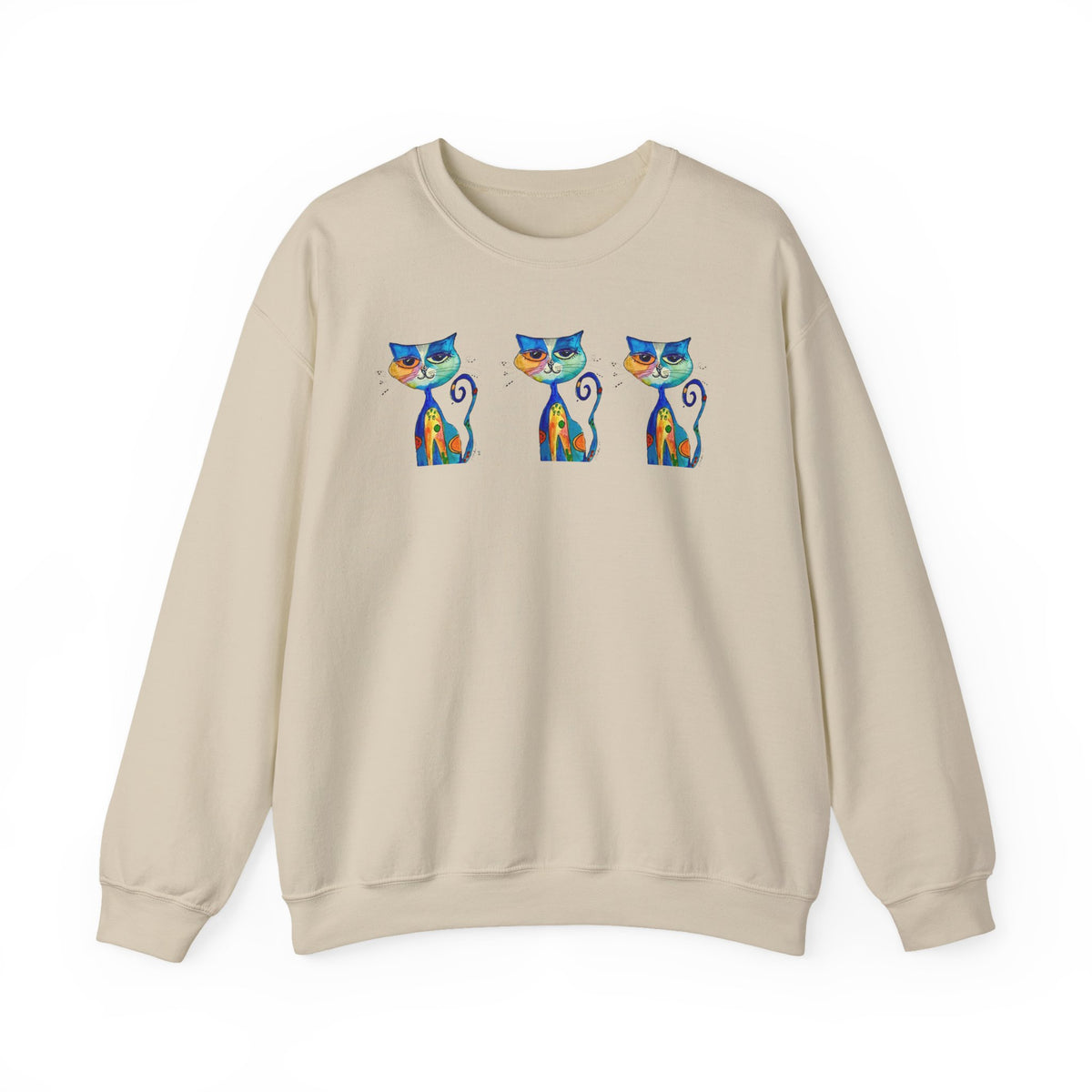 Colorful Cat Trio Crewneck Sweatshirt
