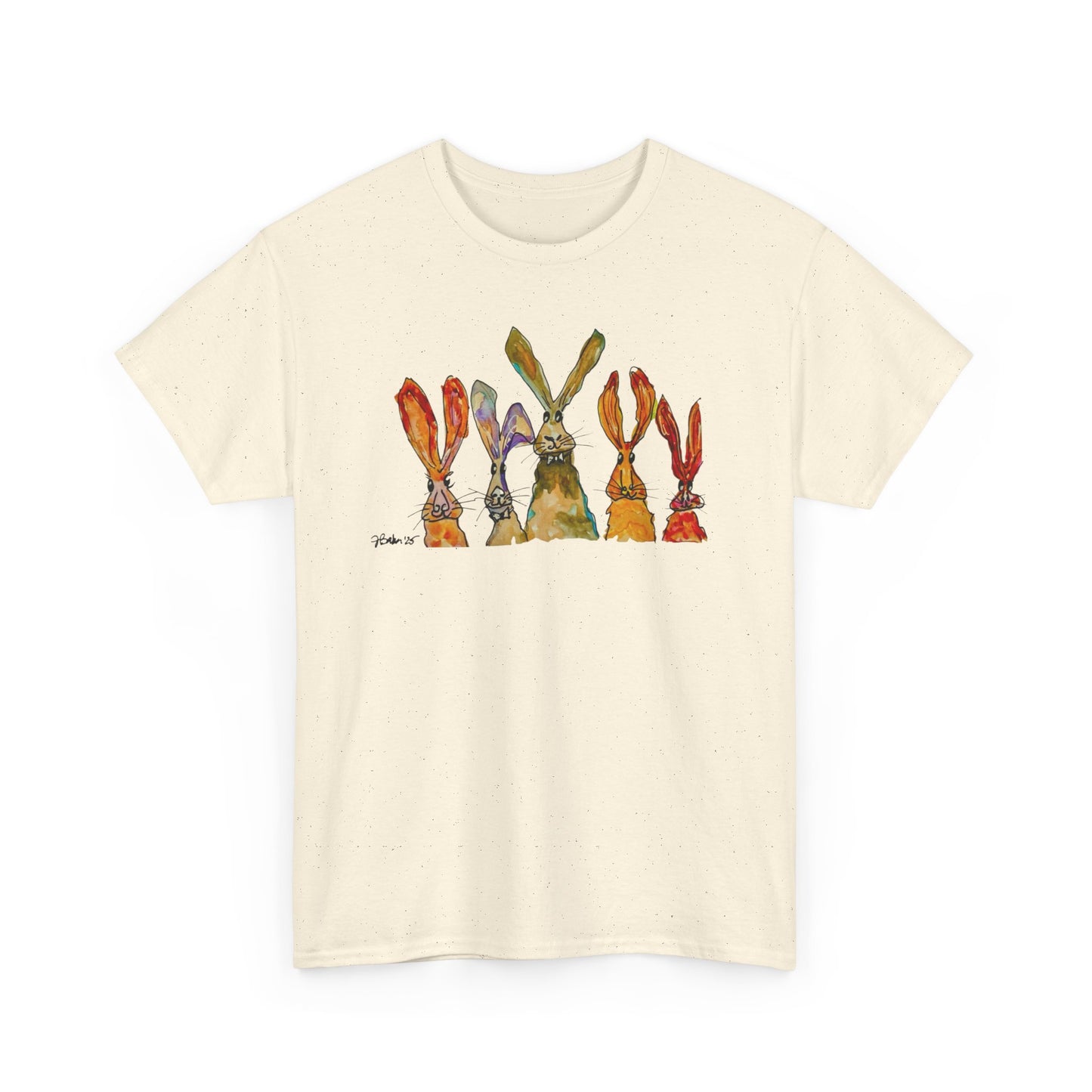 Bunny Row T-Shirt — Watercolor Rabbit Family Spring Tee