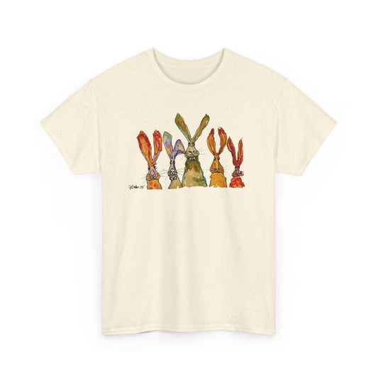 Bunny Row T-Shirt — Watercolor Rabbit Family Spring Tee