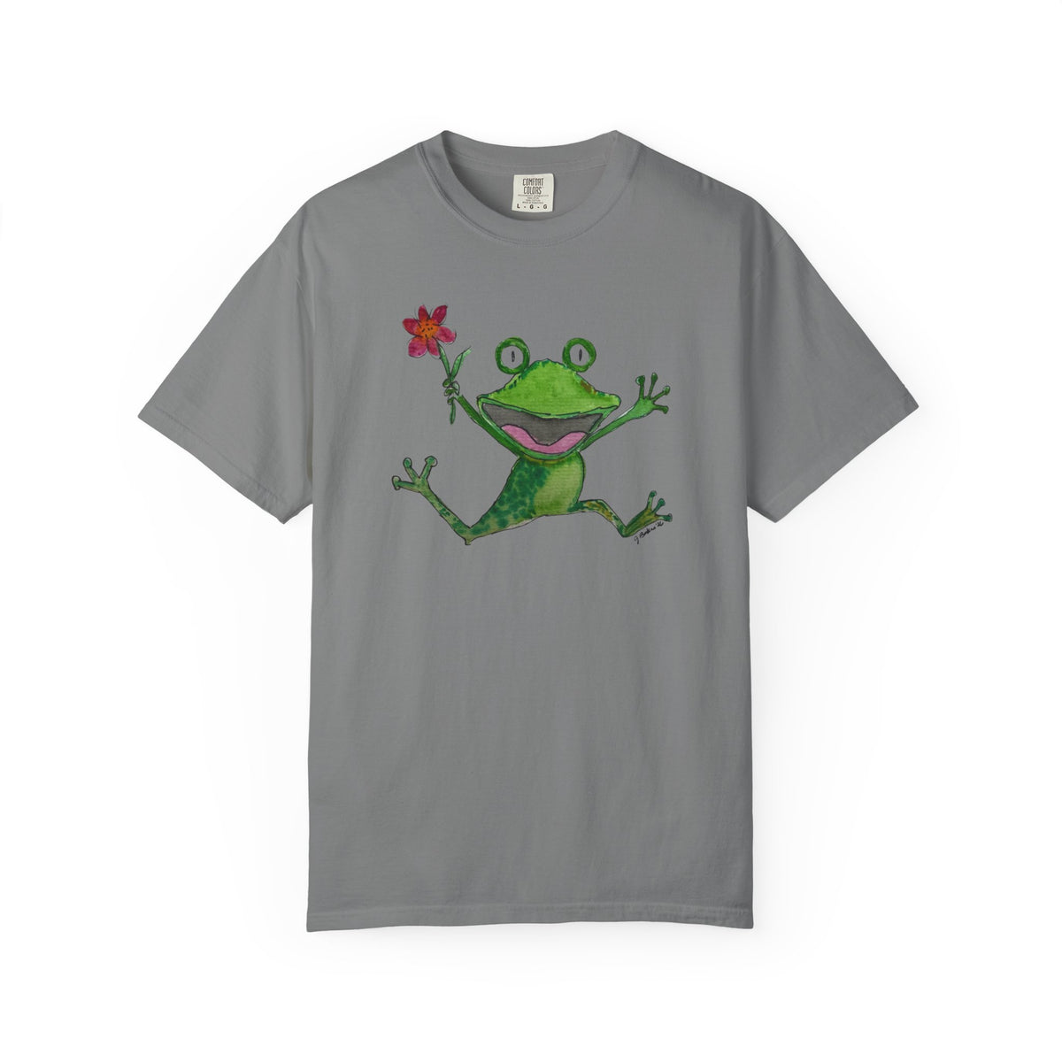 Playful Frog Holding Flower T-Shirt