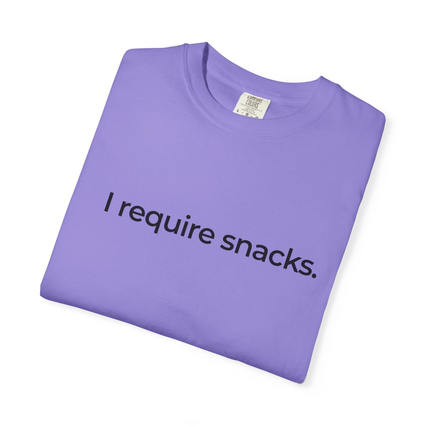 I Require Snacks T‑Shirt — Funny Minimalist Snack Lover Tee