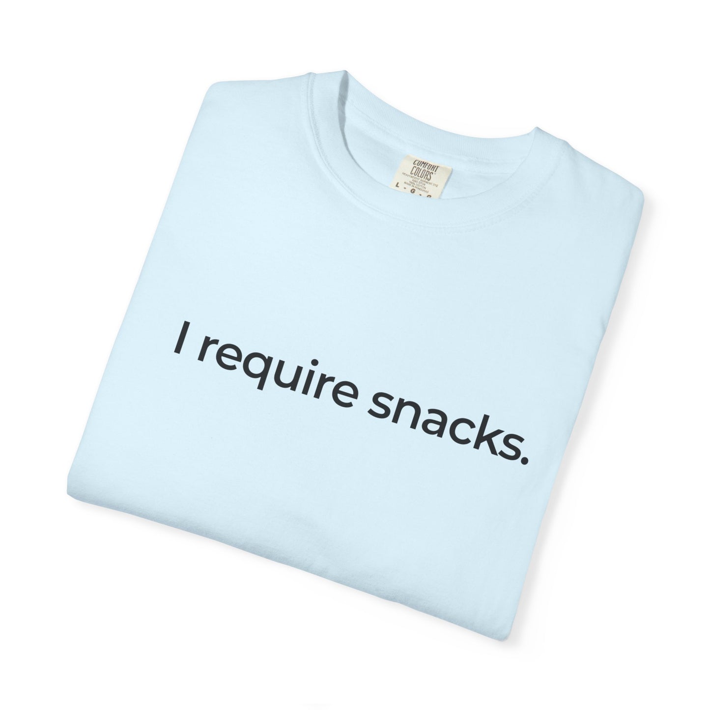 I Require Snacks T‑Shirt — Funny Minimalist Snack Lover Tee