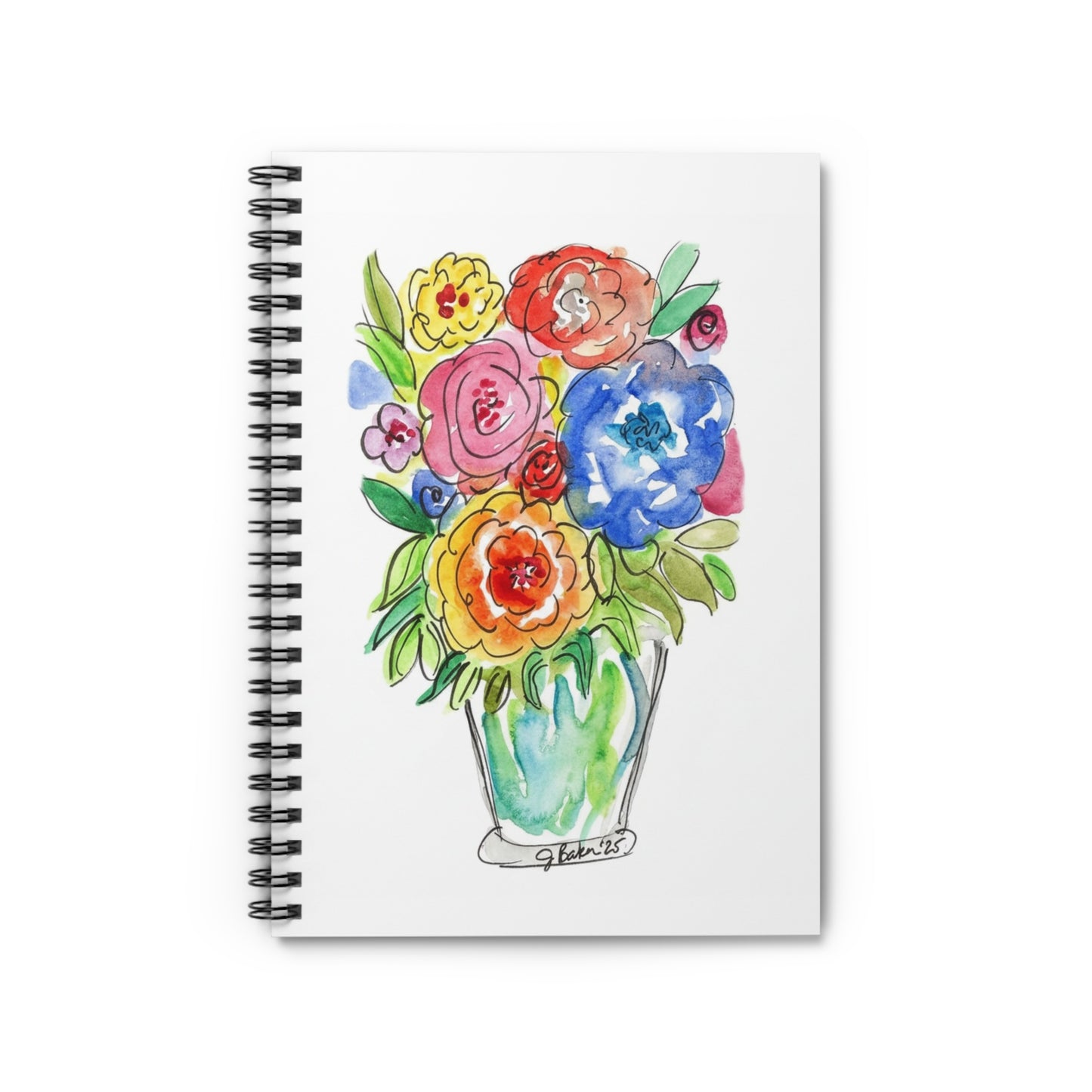 Floral Watercolor Bouquet Spiral Notebook - Ruled Journal for Notes & Gifts