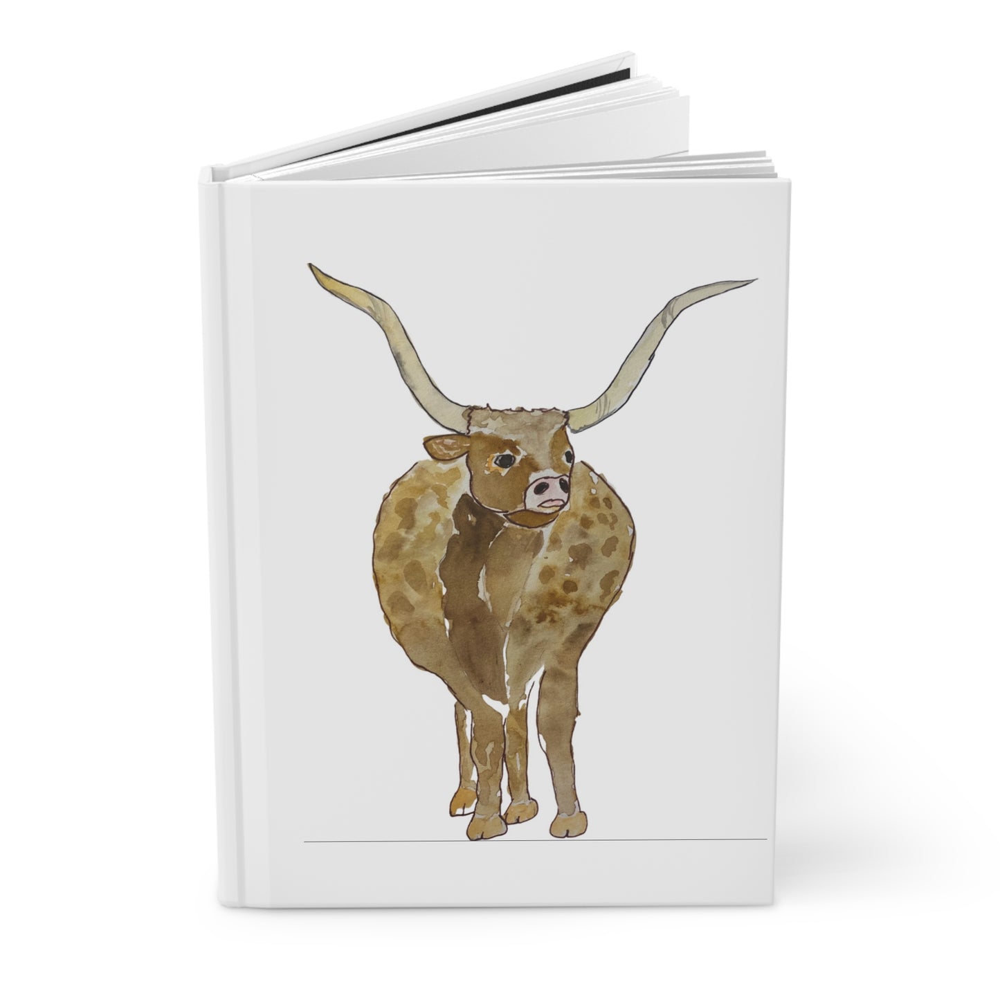Longhorn Watercolor Hardcover Journal — Rustic Cow Notebook for Farm, Ranch & Animal Lovers