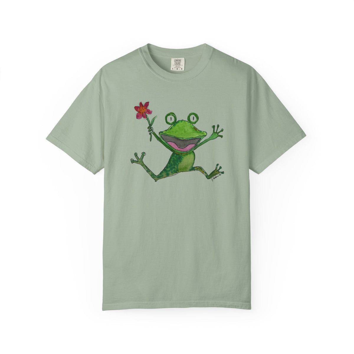Playful Frog Holding Flower T-Shirt