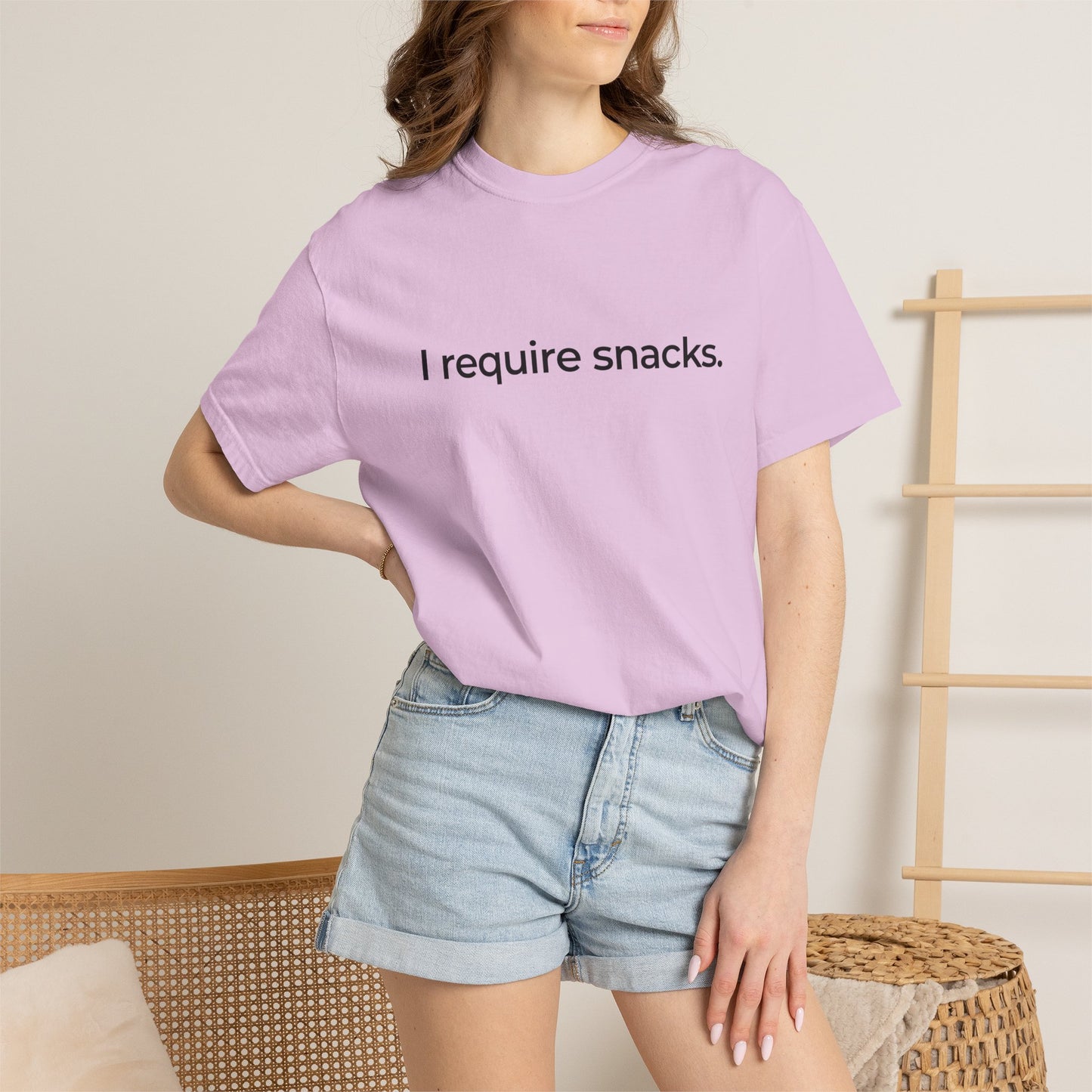 I Require Snacks T‑Shirt — Funny Minimalist Snack Lover Tee