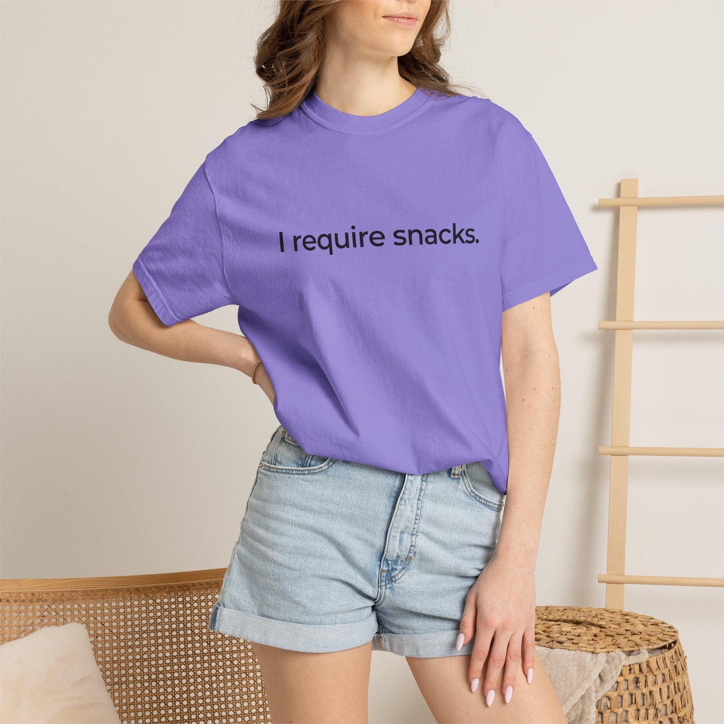 I Require Snacks T‑Shirt — Funny Minimalist Snack Lover Tee