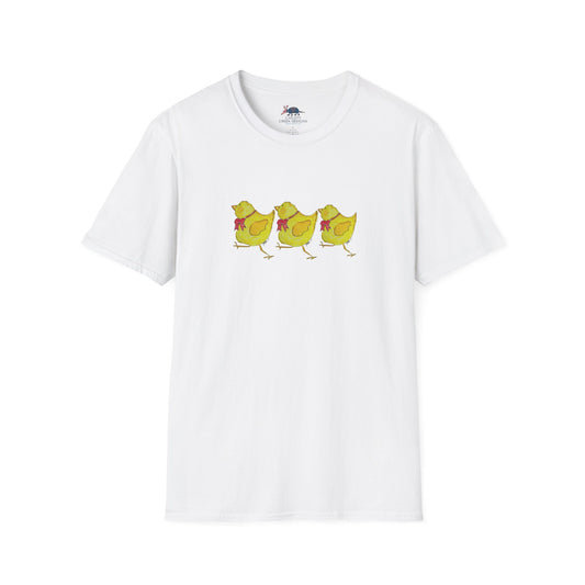 Chick Trio Tee — Cute Spring Chickens Graphic T-Shirt