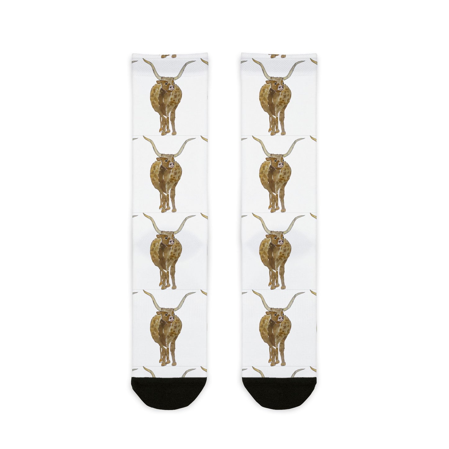 Longhorn Pattern Crew Socks — Western Cattle Sublimation Socks