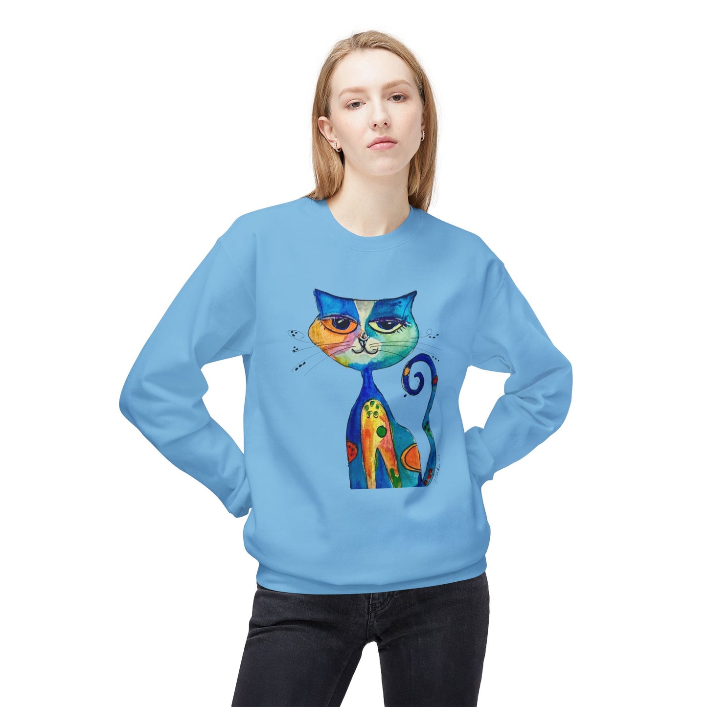 Colorful Whimsical Cat Sweatshirt
